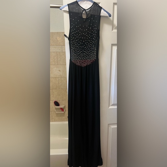 B. Darlin Black Side Slit formal dress with rinestones - Picture 4 of 5
